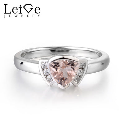 Pink Natural Morganite Ring Bezel Setting Wedding Bands Classic Gift For Woman Fine Jewelry 925 Sterling Silver