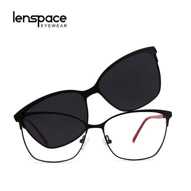 Lenspace Polarized Round Sunglasses Women Magnetic Clip On Glasses Optical Stainless Accessories for Men Eyeglasses Frames