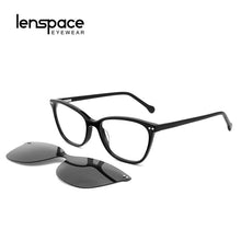 Carica l&#39;immagine nel visualizzatore di Gallery, Lenspace Polarized Square Glasses Women Anti-Blue Magnetic Myopia Glasses FG1032 Clip On Acetate Sunglasses Eyeglasses Glases