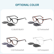 Carica l&#39;immagine nel visualizzatore di Gallery, Lenspace Polarized Square Glasses Women Anti-Blue Magnetic Myopia Glasses FG1032 Clip On Acetate Sunglasses Eyeglasses Glases