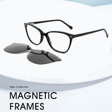 Carica l&#39;immagine nel visualizzatore di Gallery, Lenspace Polarized Square Glasses Women Anti-Blue Magnetic Myopia Glasses FG1032 Clip On Acetate Sunglasses Eyeglasses Glases