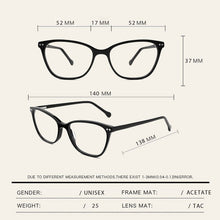 Carica l&#39;immagine nel visualizzatore di Gallery, Lenspace Polarized Square Glasses Women Anti-Blue Magnetic Myopia Glasses FG1032 Clip On Acetate Sunglasses Eyeglasses Glases