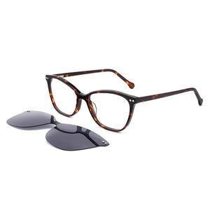 Lenspace Polarized Square Glasses Women Anti-Blue Magnetic Myopia Glasses FG1032 Clip On Acetate Sunglasses Eyeglasses Glases