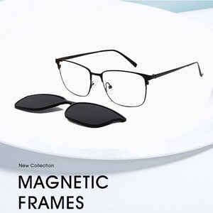 Lenspace Polarized Square Sunglasses Women Magnetic Clip On Glasses Optical Stainless Accessories for Men Eyeglasses Frames