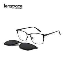 Carica l&#39;immagine nel visualizzatore di Gallery, Lenspace Polarized Square Sunglasses Women Magnetic Clip On Glasses Optical Stainless Accessories for Men Eyeglasses Frames