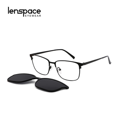 Lenspace Polarized Square Sunglasses Women Magnetic Clip On Glasses Optical Stainless Accessories for Men Eyeglasses Frames