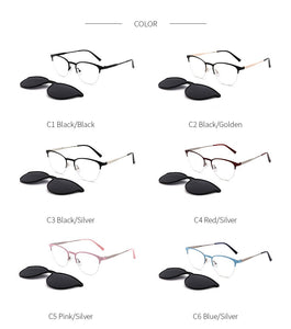 Lenspace Polarized Square Sunglasses Women Magnetic Clip On Men's Glasses for Men Lenses Optical Stainless Eyeglasses Frames