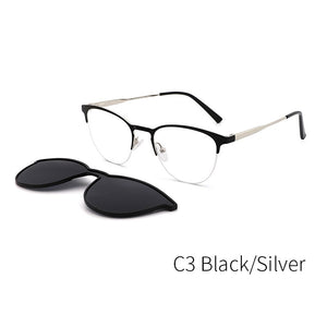 Lenspace Polarized Square Sunglasses Women Magnetic Clip On Men's Glasses for Men Lenses Optical Stainless Eyeglasses Frames