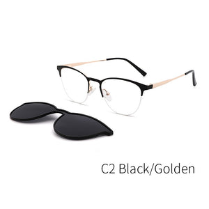 Lenspace Polarized Square Sunglasses Women Magnetic Clip On Men's Glasses for Men Lenses Optical Stainless Eyeglasses Frames
