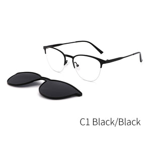 Lenspace Polarized Square Sunglasses Women Magnetic Clip On Men's Glasses for Men Lenses Optical Stainless Eyeglasses Frames