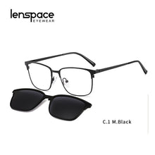 Load image into Gallery viewer, Lenspace Polarized Sunglasses Men 2 In 1 Magnetic Clip On Glasses TR90 Optical Prescription Eyewear metal Frames Eyeglasses
