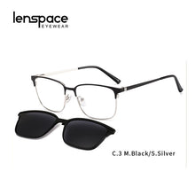 Load image into Gallery viewer, Lenspace Polarized Sunglasses Men 2 In 1 Magnetic Clip On Glasses TR90 Optical Prescription Eyewear metal Frames Eyeglasses