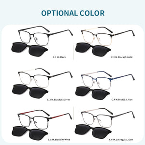 Lenspace Polarized Sunglasses Men 2 In 1 Magnetic Clip On Glasses TR90 Optical Prescription Eyewear metal Frames Eyeglasses