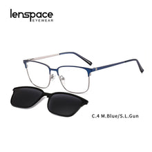 Load image into Gallery viewer, Lenspace Polarized Sunglasses Men 2 In 1 Magnetic Clip On Glasses TR90 Optical Prescription Eyewear metal Frames Eyeglasses