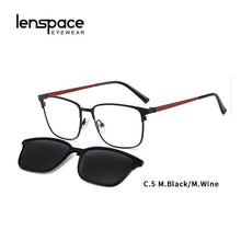 Load image into Gallery viewer, Lenspace Polarized Sunglasses Men 2 In 1 Magnetic Clip On Glasses TR90 Optical Prescription Eyewear metal Frames Eyeglasses