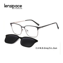 Load image into Gallery viewer, Lenspace Polarized Sunglasses Men 2 In 1 Magnetic Clip On Glasses TR90 Optical Prescription Eyewear metal Frames Eyeglasses