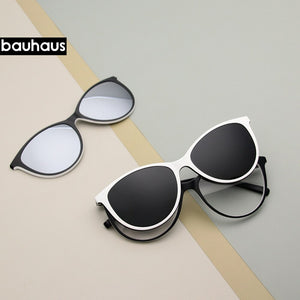 Lenspace Polarized Sunglasses Women 3 In 1 Magnetic Clip On Glasses TR90 Optical Prescription Eyewear  3173-1