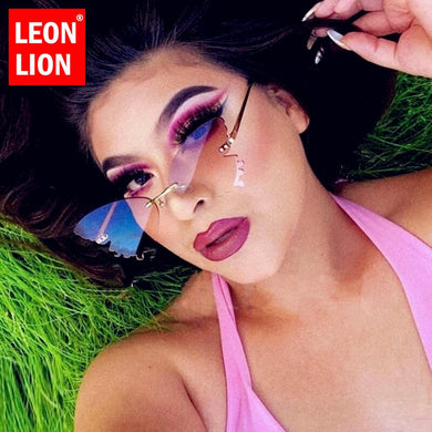 LeonLion 2023 Butterfly Sunglasses Women  Glasses Women Vintage Oversized Eyeglasses Women Rimless Oculos De Sol Feminino