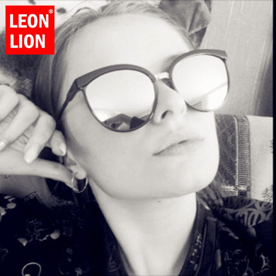 LeonLion 2023 Cateye Sunglasses Women  Round Sun Glasses For Women/Men Retro Glasses Women Mirror Lunette De Soleil Femme