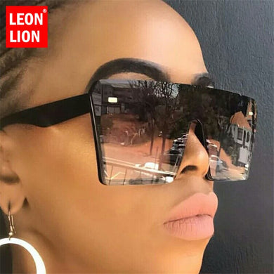 LeonLion 2023 Large Frame Women Sunglasses Retro Mirror Square Sun Glasses Vintage Brand Lentes De Sol Mujer UV400