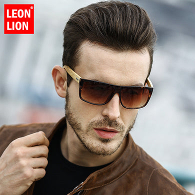 LeonLion 2023 Leopard Wood Sunglasses Men  Classic Polarized Eyewear Street Beat Vintage Outdoor Oculos De Sol Gafas UV400