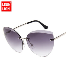 Load image into Gallery viewer, LeonLion 2023 Metal Semi-Rimless Cateye Sunglasses Women Ocean Lens Classic Glasses Brand Designer Sun Glasses Women UV400