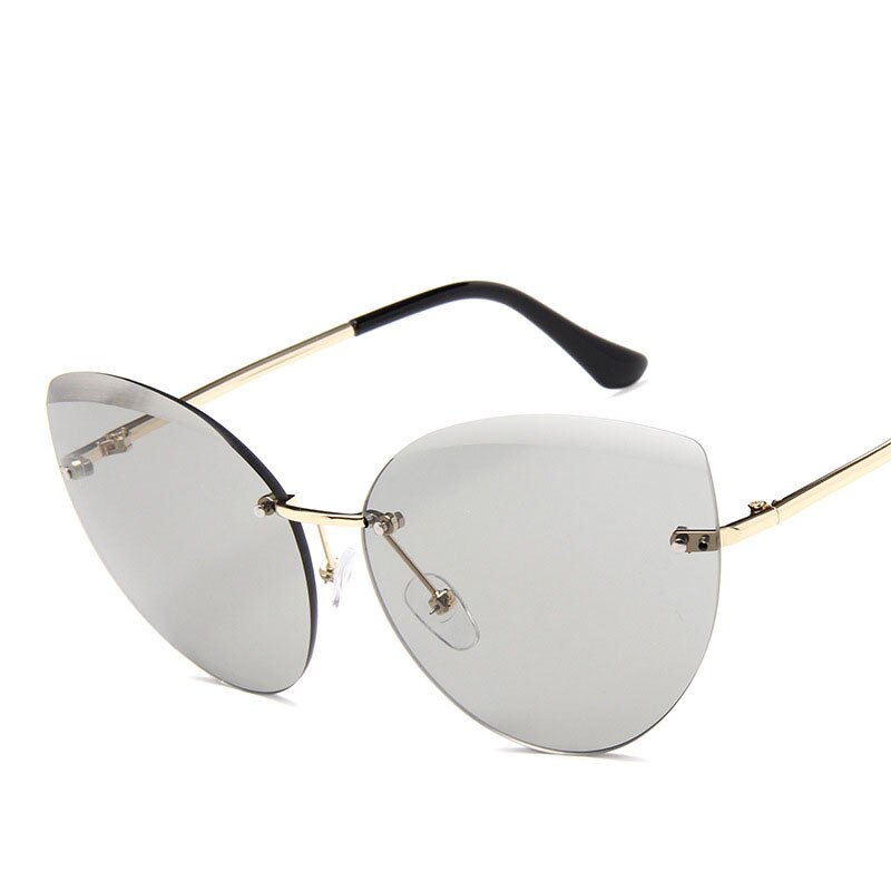 LeonLion 2023 Metal Semi-Rimless Cateye Sunglasses Women Ocean Lens Classic Glasses Brand Designer Sun Glasses Women UV400