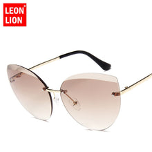 Load image into Gallery viewer, LeonLion 2023 Metal Semi-Rimless Cateye Sunglasses Women Ocean Lens Classic Glasses Brand Designer Sun Glasses Women UV400