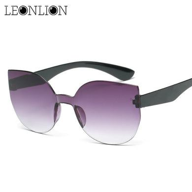 LeonLion 2023 One-piece Cat Eye Sunglasses Women Candy Colors Gradient Lens Travel Vintage Sun Glasses UV400 Oculos De Sol