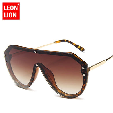 LeonLion 2023 One-piece Sunglasses Women Men  Brand Designer Candies Lens Lady Round Sun Glasses Classic Eyeglasses