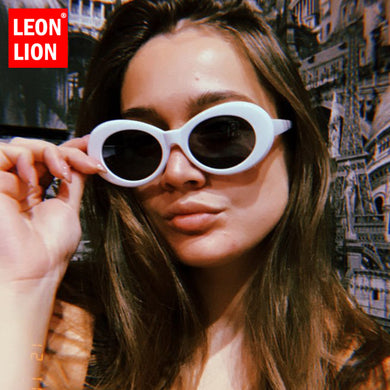 LeonLion 2023 Oval Sunglasses Women Vintage Round Thick Border Frame Glasses Classic Male Colorful Candy Color Pink Sun Glasses