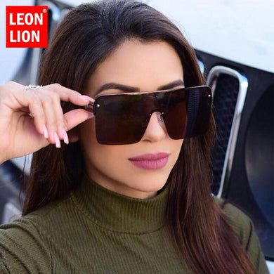 LeonLion 2023 Oversized Sunglasses Women Rimless Sun Glasses Women  Eyeglasses For Women/Men Vintage Oculos De Sol Gafas