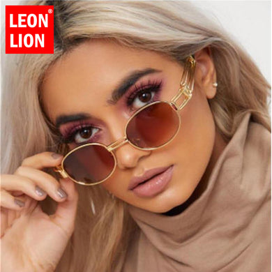 LeonLion 2023 Punk Sunglasses Women Vintage Oval Glasses Women/Men Vintage Eyewear for Women Steampunk Gafas De Sol Hombre