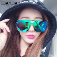 Load image into Gallery viewer, LeonLion 2023 Reflective Siamese Sunglasses Women Designer Mirror  Man/Women Sun Glasses Classic Vintage UV400 Outdoor