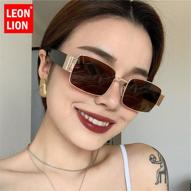 LeonLion 2023 Retro Sunglasses Women Rectangle Eyeglasses Women/Men Brand Designer Glasses Women  Oculos De Sol Feminino