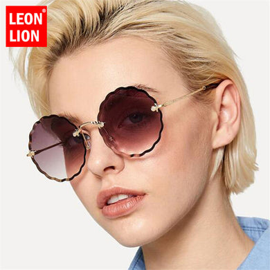 LeonLion 2023 Rimless Ocean Lens Sunglasses Women Brand Designer UV400 Classic Glasses Gafas Metal Goggle Eyewear For Men/Women