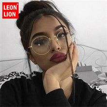 Load image into Gallery viewer, LeonLion 2023 Round Flat Sunglasss Women Vintage Transparent Lens Metal Glasses Outdoor Driving Oculos De Sol Feminino UV400
