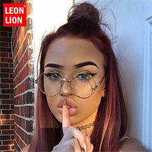 Load image into Gallery viewer, LeonLion 2023 Round Flat Sunglasss Women Vintage Transparent Lens Metal Glasses Outdoor Driving Oculos De Sol Feminino UV400