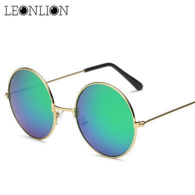 LeonLion 2023 Round Metal Sunglasses Women Candy Color Classic Retro Rainbow Sun Glasses Men Oculos De Sol Masculino UV400