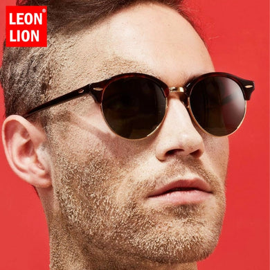 LeonLion 2023 Round Sunglasses Men Alloy Glasses for Men/Women Brand Designer Sunglasses Women Vintage Lunette Soleil Homme