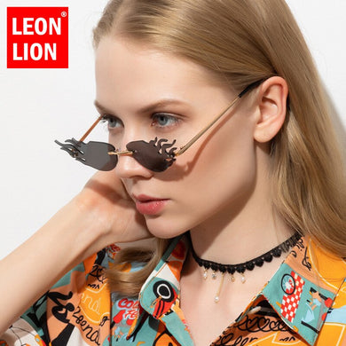 LeonLion 2023 Small Cat Eye Sunglasses Women  Brand Fire Sun Glasses Women/Men Unique Eyeglasses Women Cateye Shades UV400