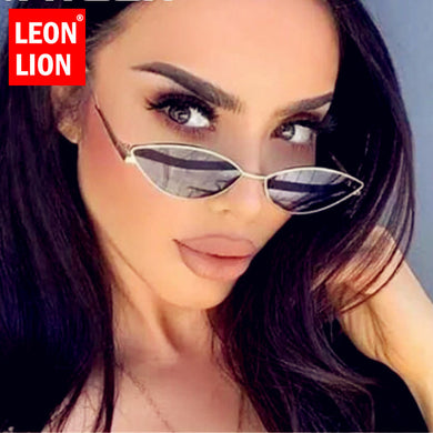 LeonLion 2023 Small Cateye Sunglasses Women Vintage Mirror Eyewear Women/Men Brand Designer Glasses Women Cateye Oculos De Sol