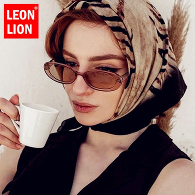 LeonLion 2023 Small Retro Sunglasses Women Pink Oval Eyeglasses For Women/Men Brand Designer Glasses Ladies Lentes De Sol UV400