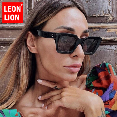 LeonLion 2023 Square Sunglasses Women Vintage Eyeglasses Women/Men Gradient Clear Lens Glasses Women Gafas Lentes De Sol Mujer