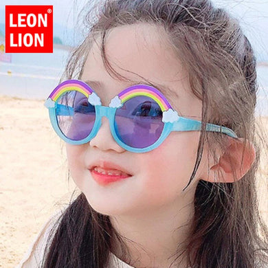 LeonLion 2023 Sunlasses Child Round Rainbow Sunglasses Baby Glasses Brand Design Sunglasses Child Ocean Lens Spectacle