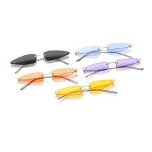 Load image into Gallery viewer, LeonLion 2023 Unique Punk Sunglasses Women Rimless Cat Eye Glasses Women/Men Candy Color Triangle Eyeglasses Men Small Shades
