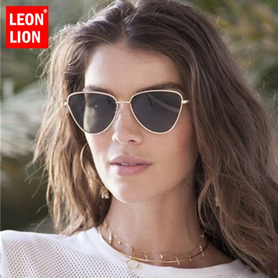 LeonLion 2023 Vintage Cateye Sunglasses Women  Alloy Mirror Eyeglasses Outdoor Street Beat Oculos De Sol Gafas UV400