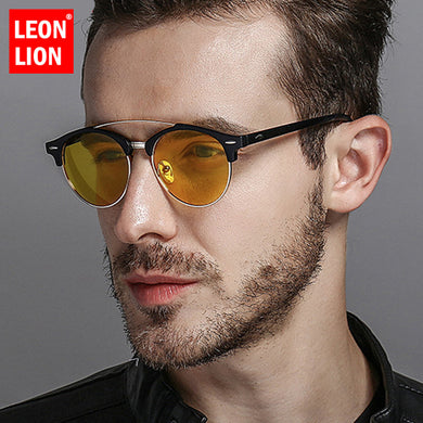 LeonLion 2023 Vintage Round Sunglasses Men Polarized  Retro Glasses Driving Mirror Lunette De Soleil Homme UV400