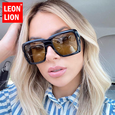 LeonLion 2023 Vintage Square Sunglasses Women Brand Designer Eyewear Women/Men Oversized Glasses Female Shades Oculos Feminino