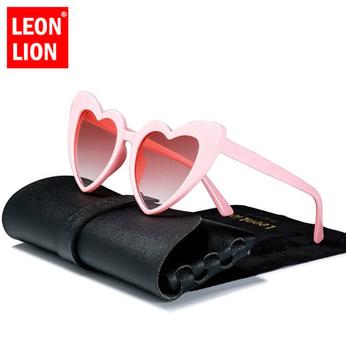 LeonLion 2023 Love Heart Sunglasses Women  Eyewear Women Metal Eyeglasses Vintage Cat Eye Glasses Shades For Women